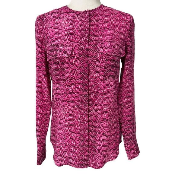 Equipment New w Tags Snakeskin Buttoned Tunic Blouse Silk Magenta XSmall - Picture 1 of 12